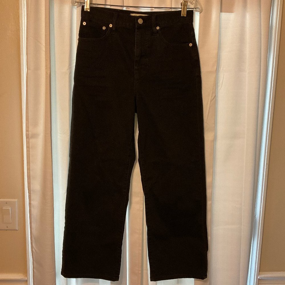 Madewell Slim Wide Leg Crop Pants 28 Muted Black High Waist